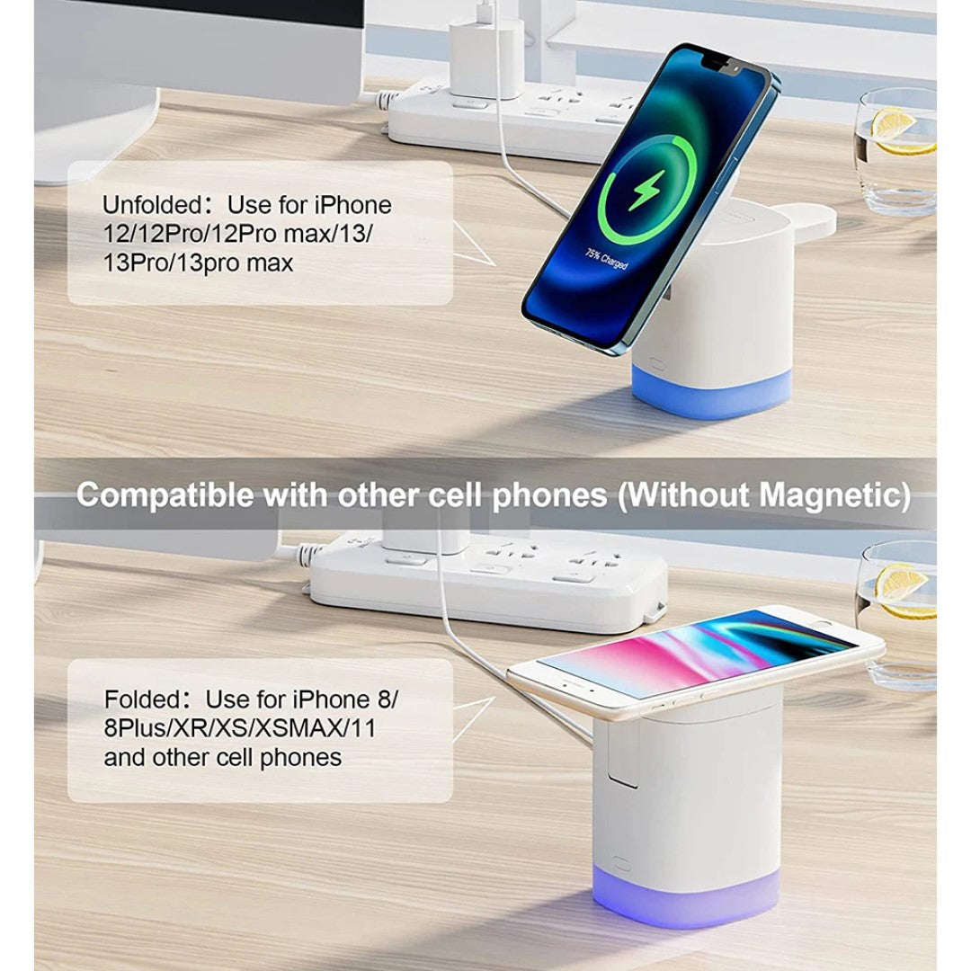 Trådløs 3i1 oplader med lys - 2 Varianter
