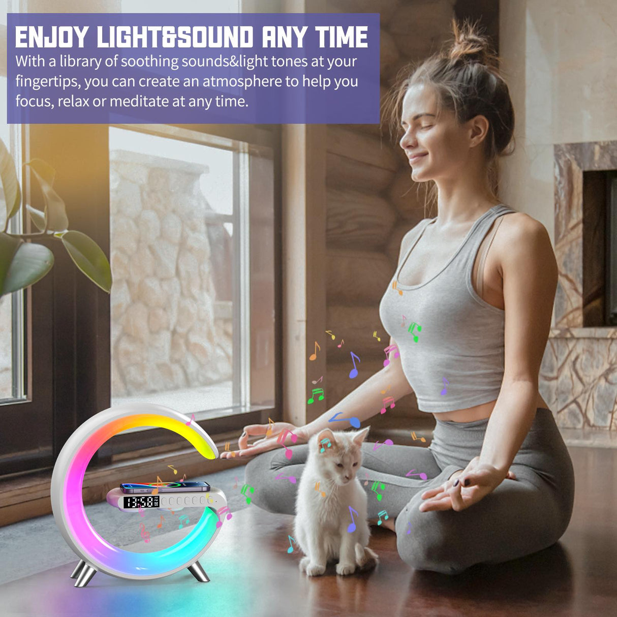 G-højttaler, BT Speaker - RGB Lampe, Trådløs Opladning