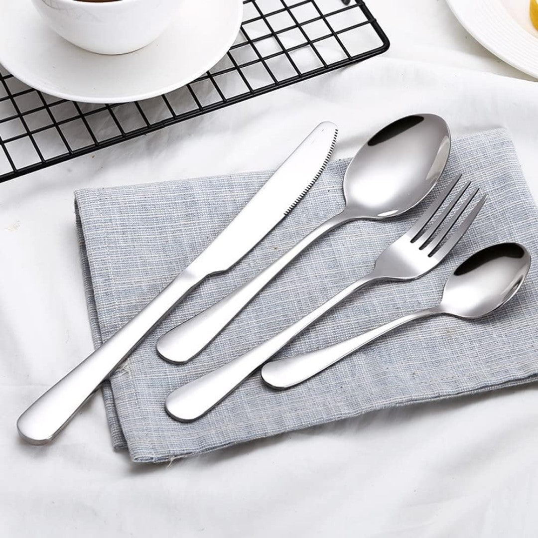 Bestiksæt - Sølvfarvet i Rustfrit Stål - 24 Dele i Gaveæske