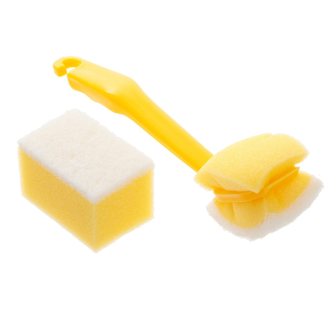 Aricasa Home Products - Opvaskebørste med 2 børster & 4 svampe - Gul eller Blå