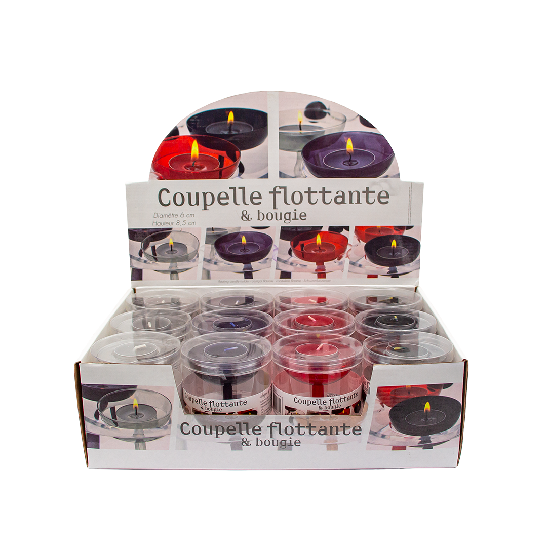 Flydeglas til fyrfadslys - 4 Farver