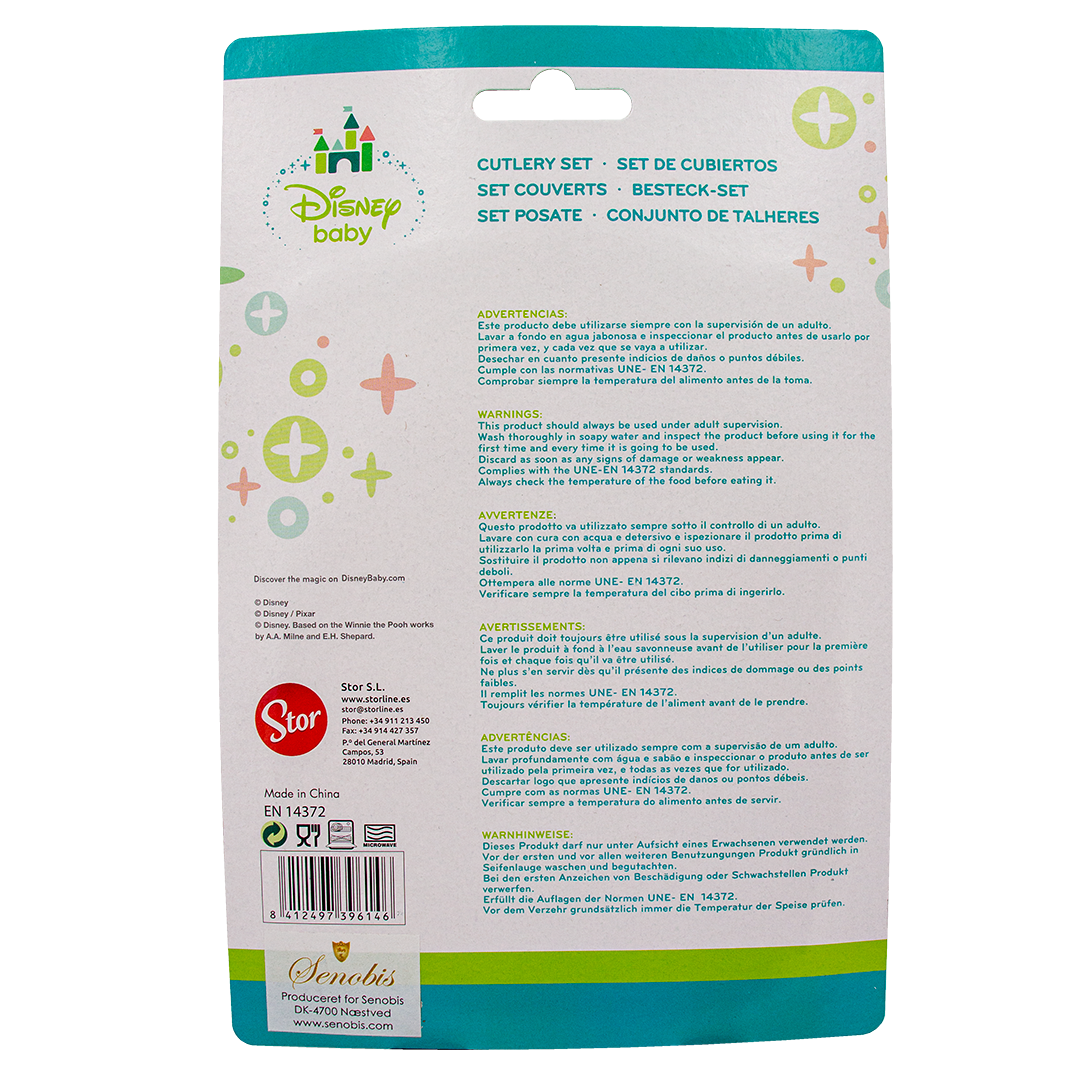 Disney Baby - Peter Plys Bestiksæt med opbevaringsbøtte - Lyserød