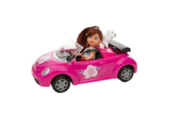 Cute Girl - Dukke m. bil - Pink