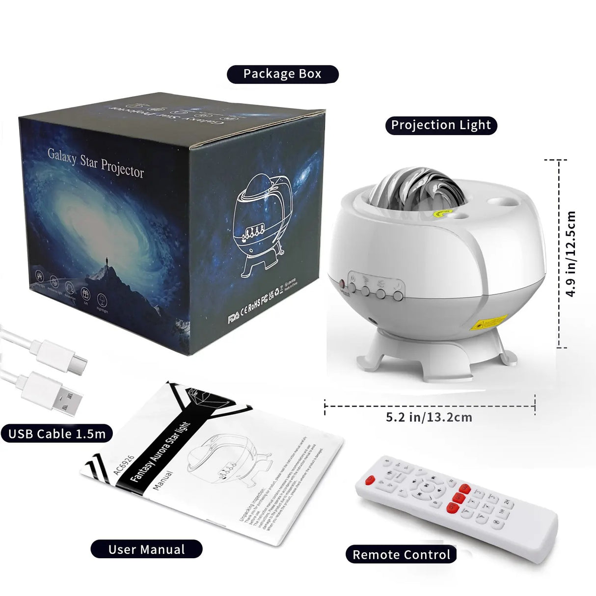 Galaxy Stjerneprojektor - Lampe Med Højttaler & Bluetooth