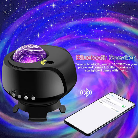 Galaxy Stjerneprojektor - Lampe Med Højttaler & Bluetooth