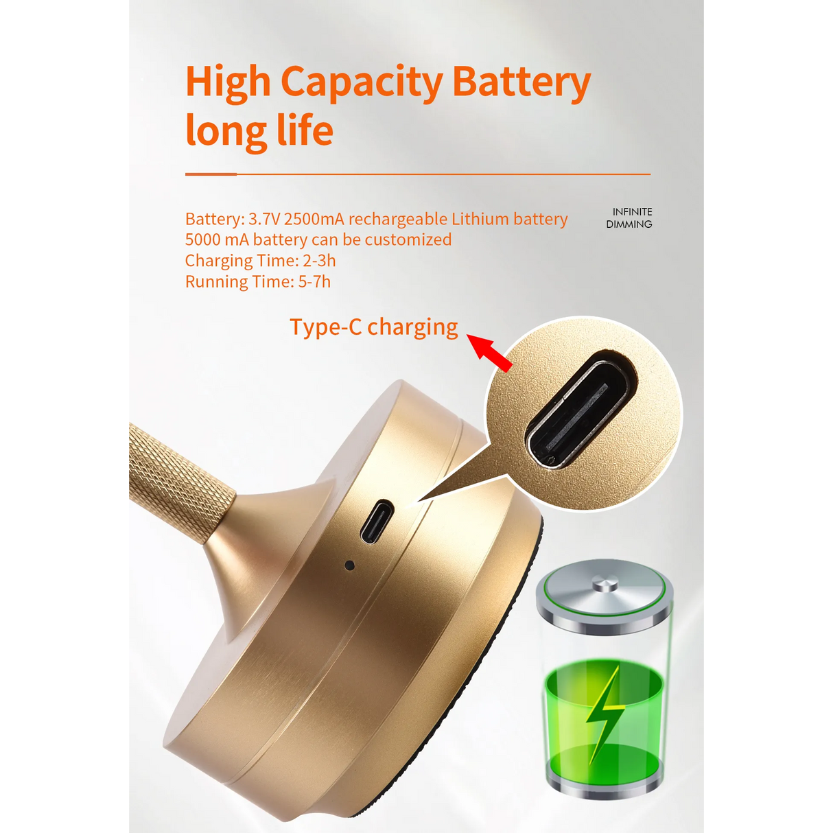 Design LED Trådløs Bordlampe, Genopladelig - Flere Varianter