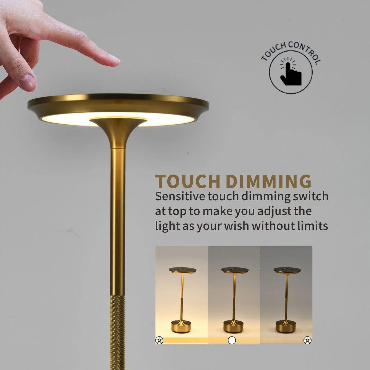 Design LED Trådløs Bordlampe, Genopladelig - Flere Varianter