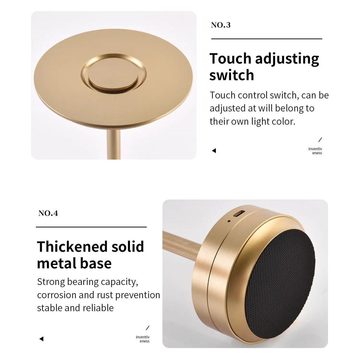 Design LED Trådløs Bordlampe, Genopladelig - Flere Varianter