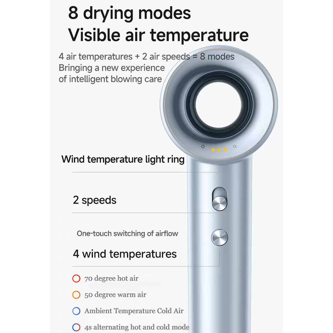 Hårtørrer - Professionel ion-teknologi D8 - Silver/Sølv