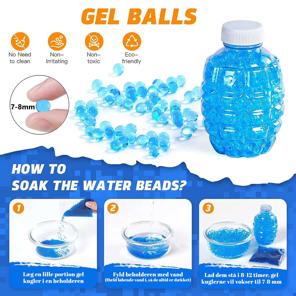 Gel-Blaster XS-893 - Inkl 1.000 Gelkugler - Orange – Dobbelt op (2 stk) | Spar på samlet køb