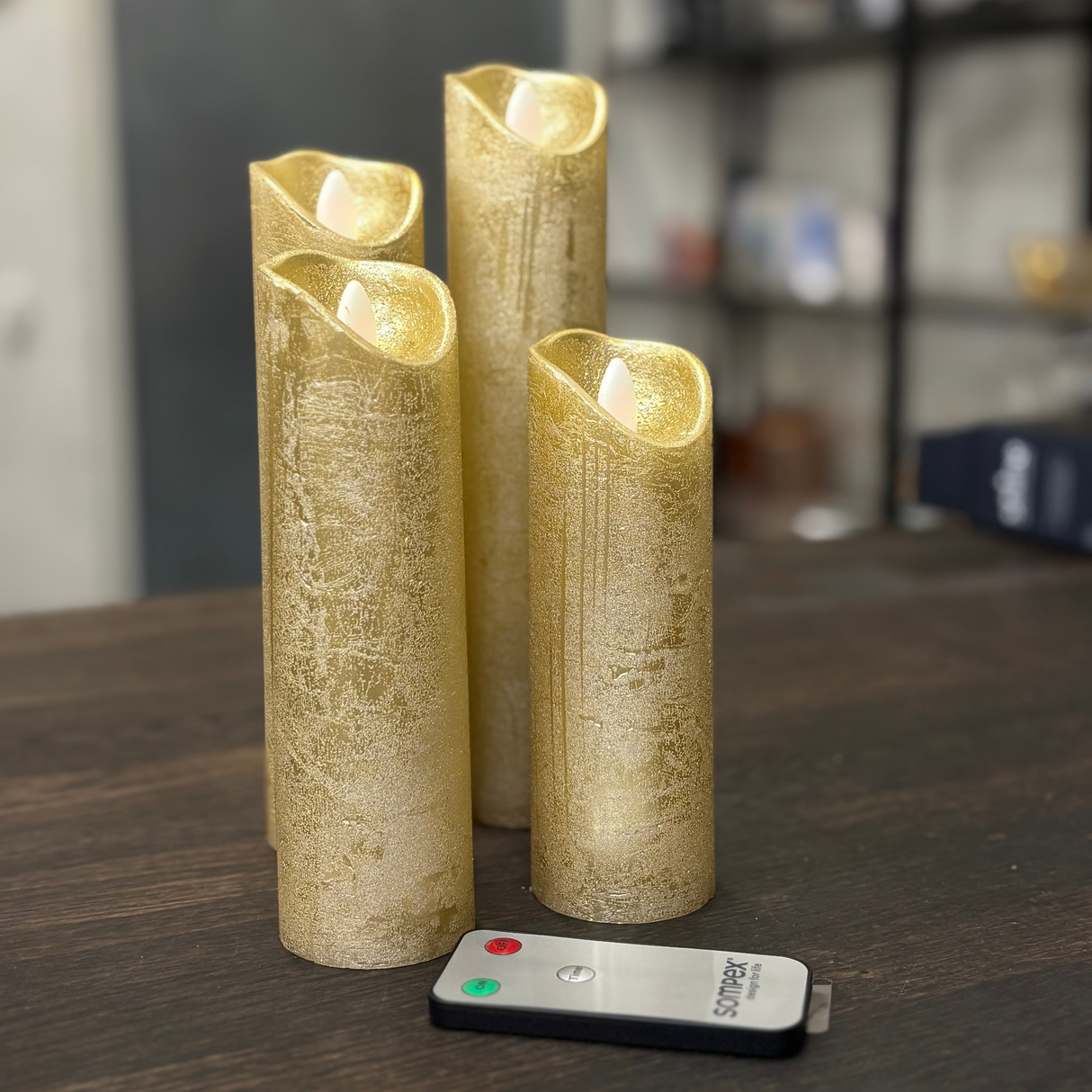 Sompex - LED Stearinlys Sæt - 4 stk Guld