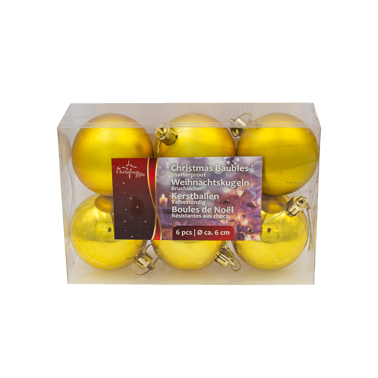 Juledekoration - Julekugler i Guldfarve - 6 Stk