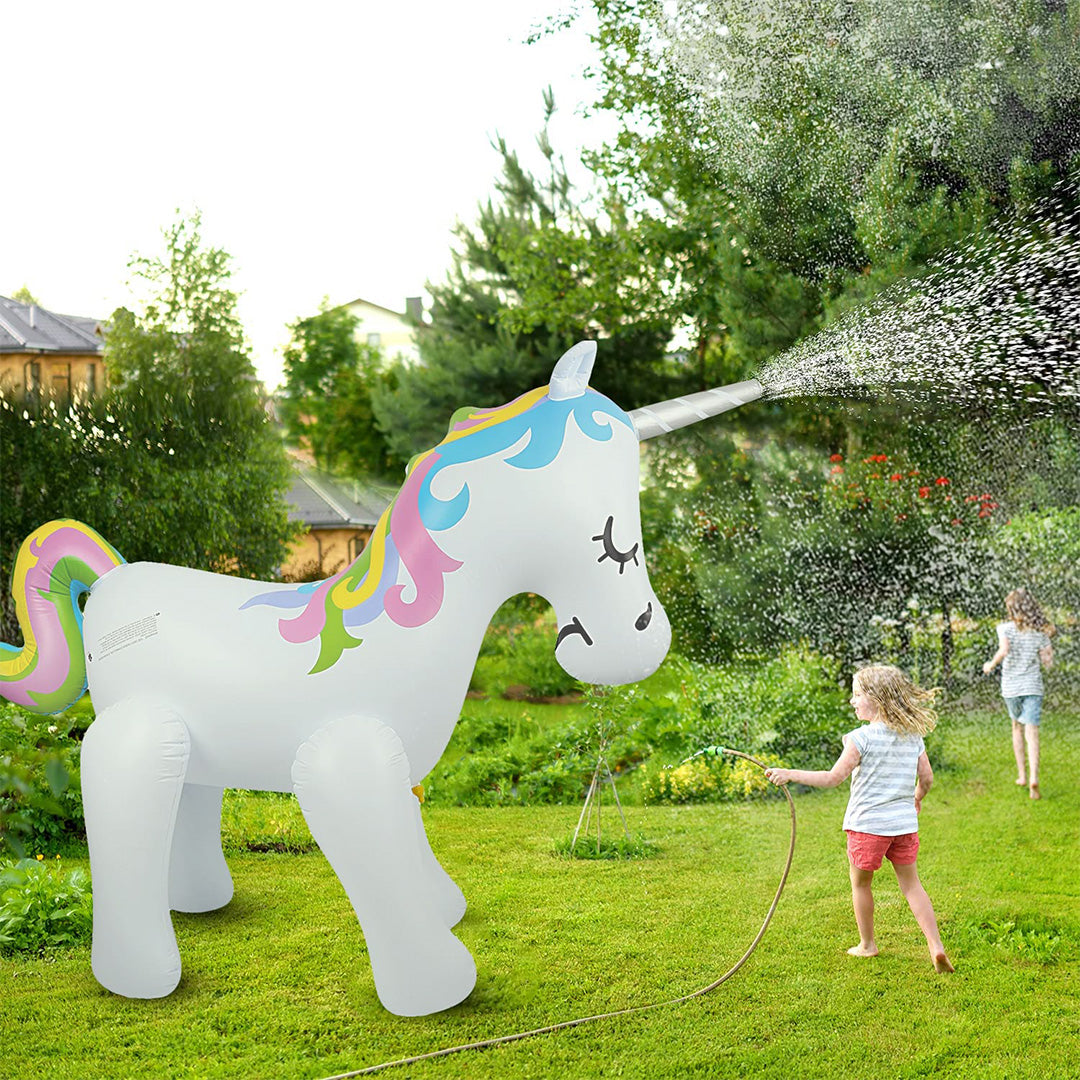 Kæmpe Oppustelige Enhjørning m. Sprinkler - 220x180x80cm