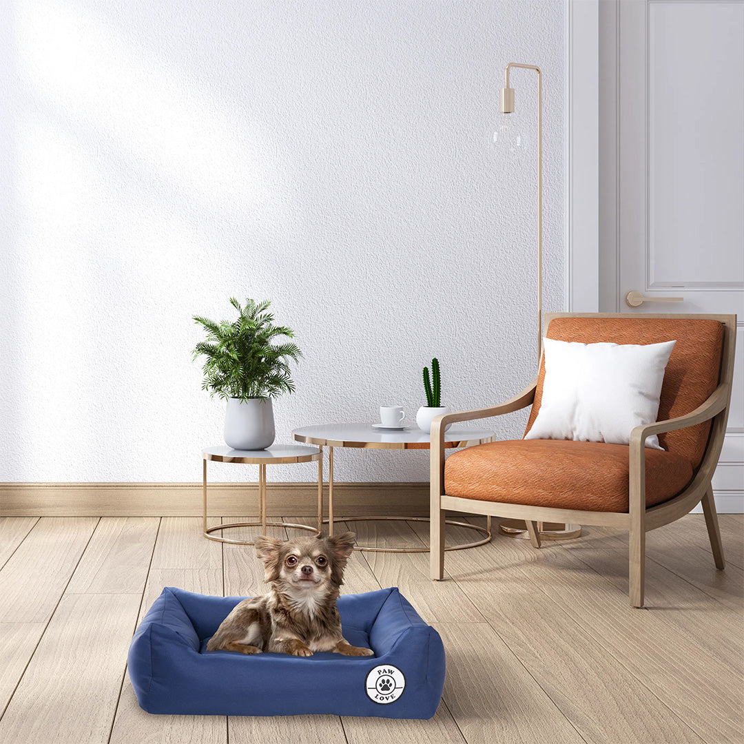 Paw Love - Hundeseng - Firkantet - Marineblå