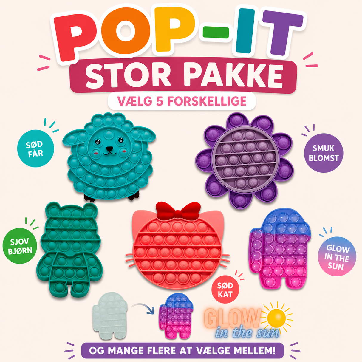 Pop-It Pakke Stor