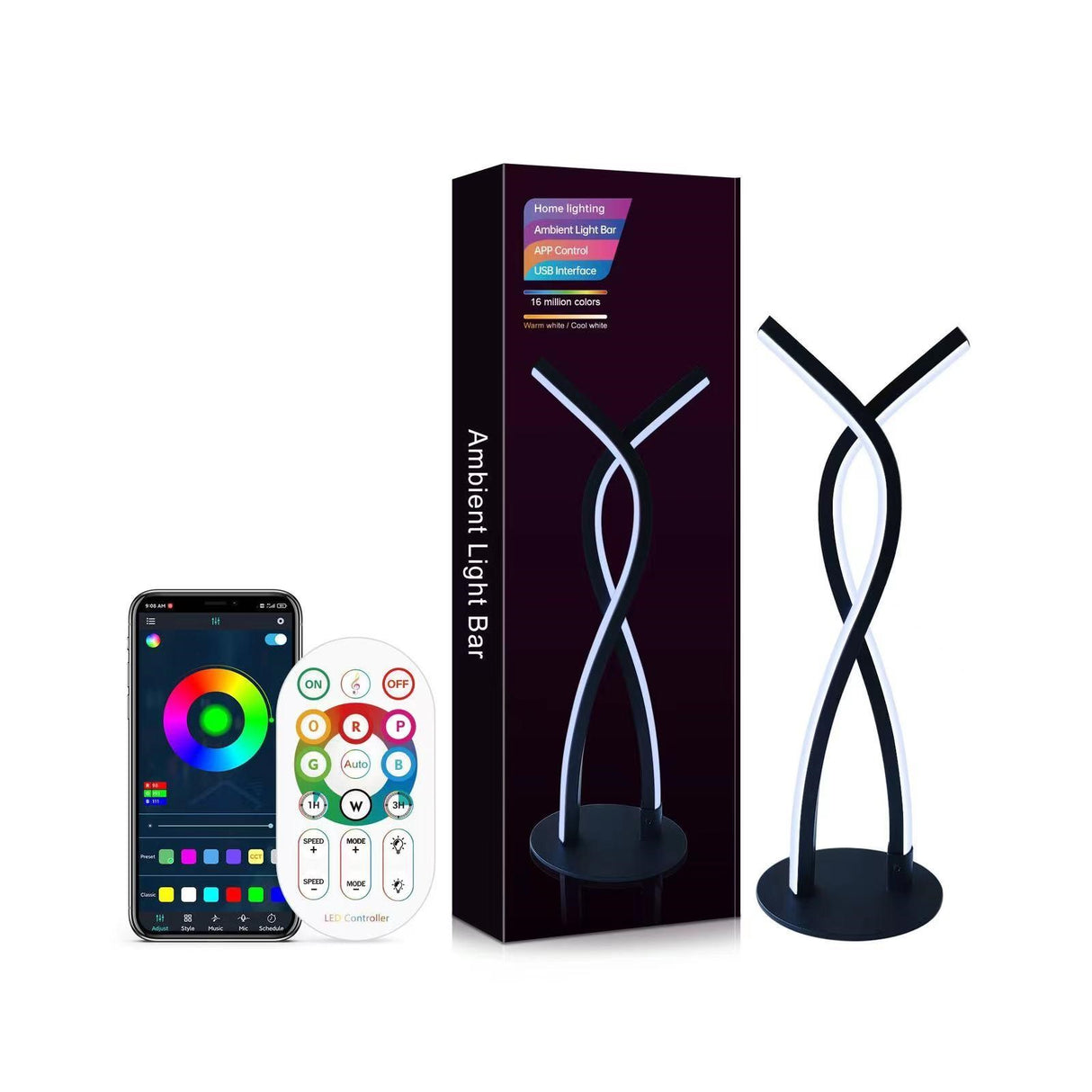 Ambient Bordlampe - RGBW Lampe m. Lydkontrolleret Lys