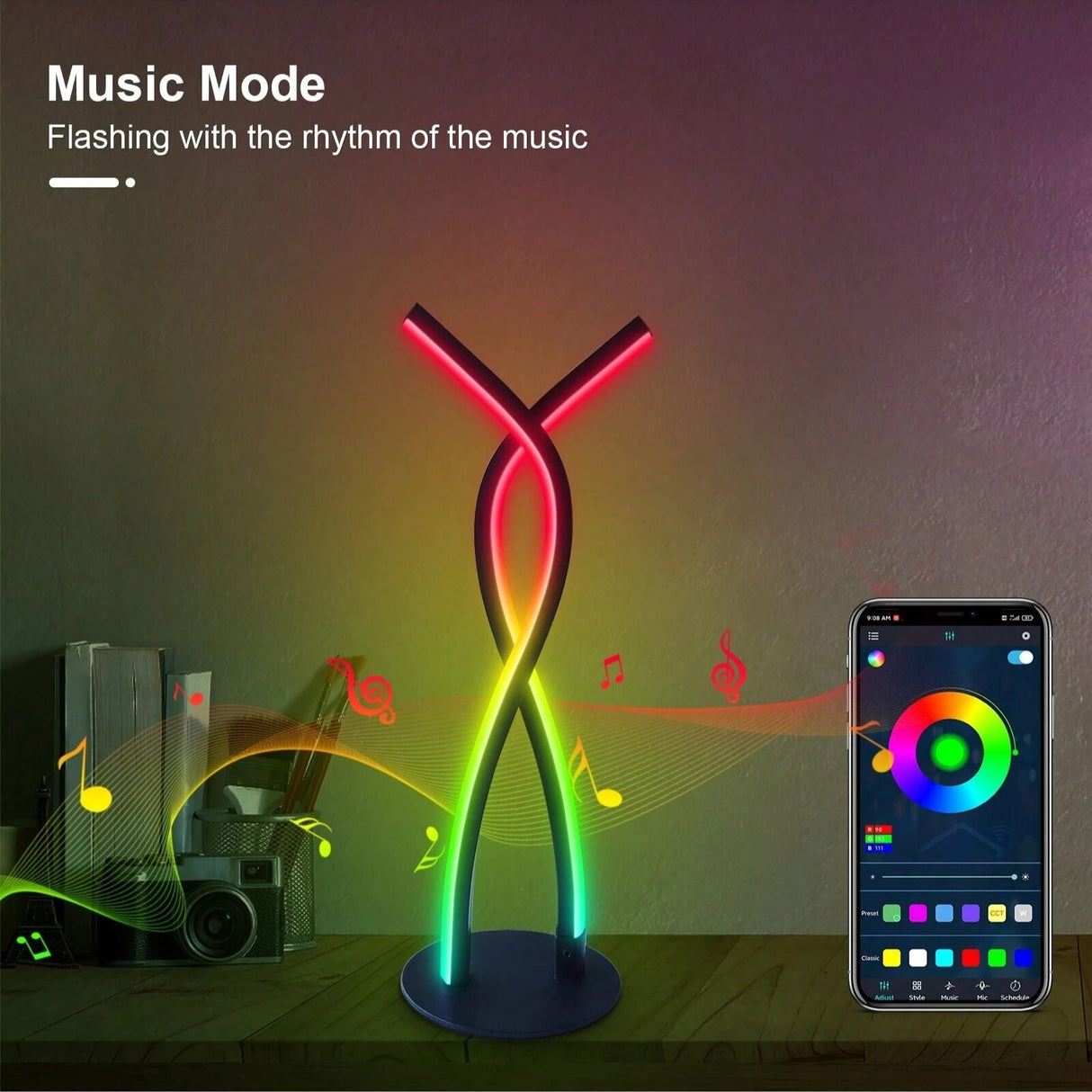 Ambient Bordlampe - RGBW Lampe m. Lydkontrolleret Lys