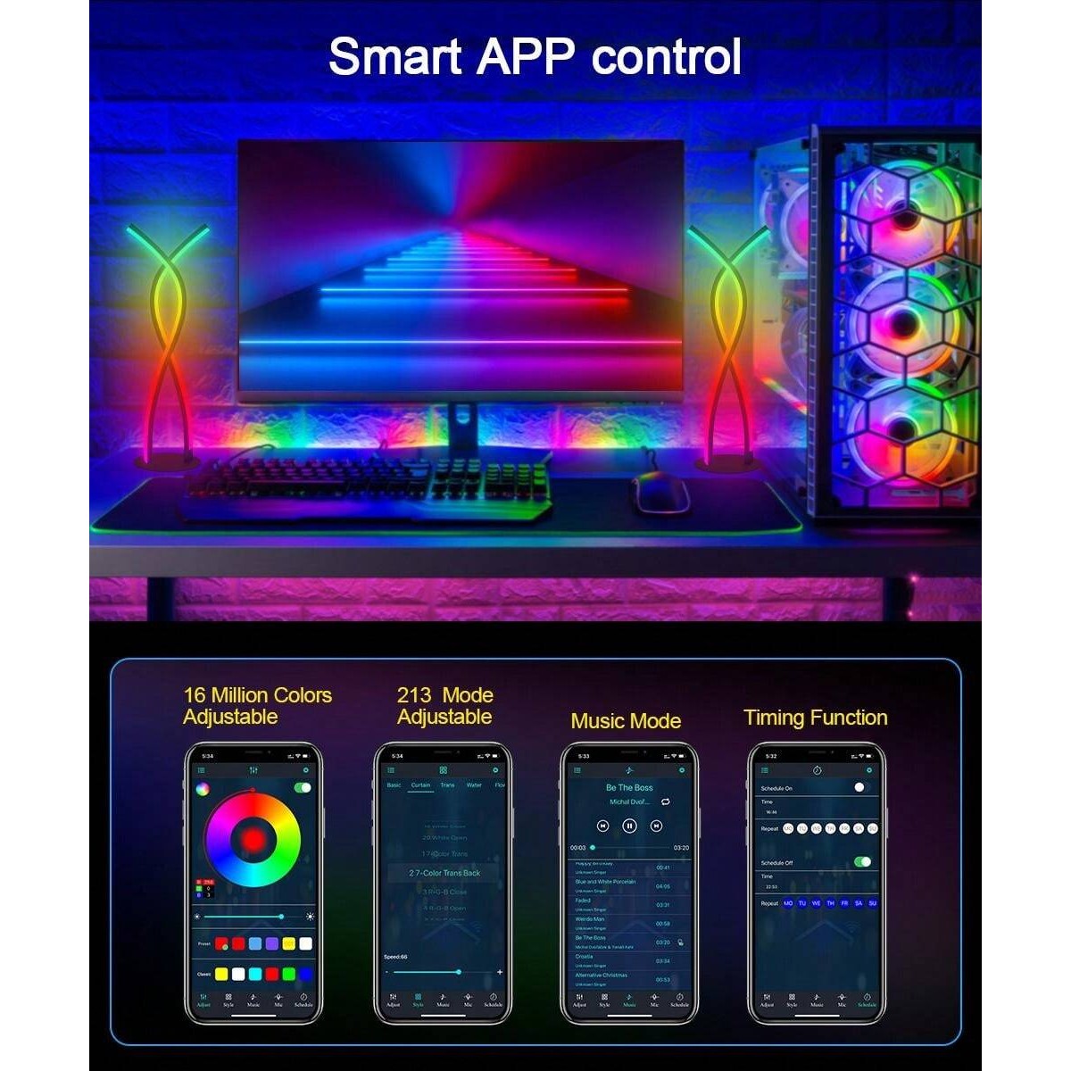 Ambient Bordlampe - RGBW Lampe m. Lydkontrolleret Lys