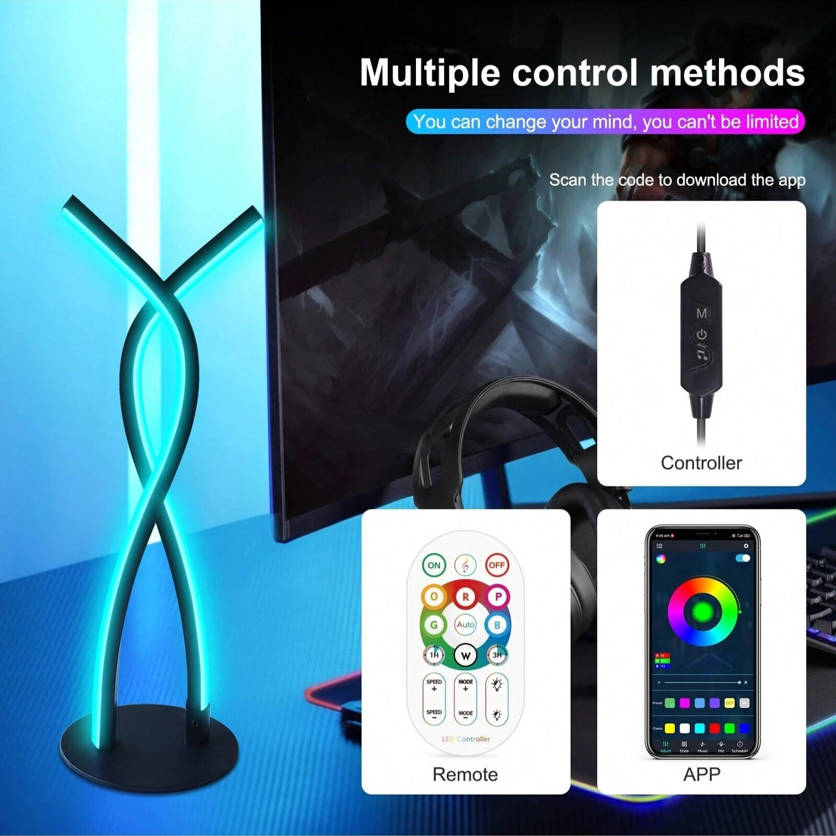 Ambient Bordlampe - RGBW Lampe m. Lydkontrolleret Lys