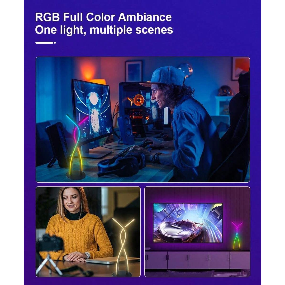 Ambient Bordlampe - RGBW Lampe m. Lydkontrolleret Lys