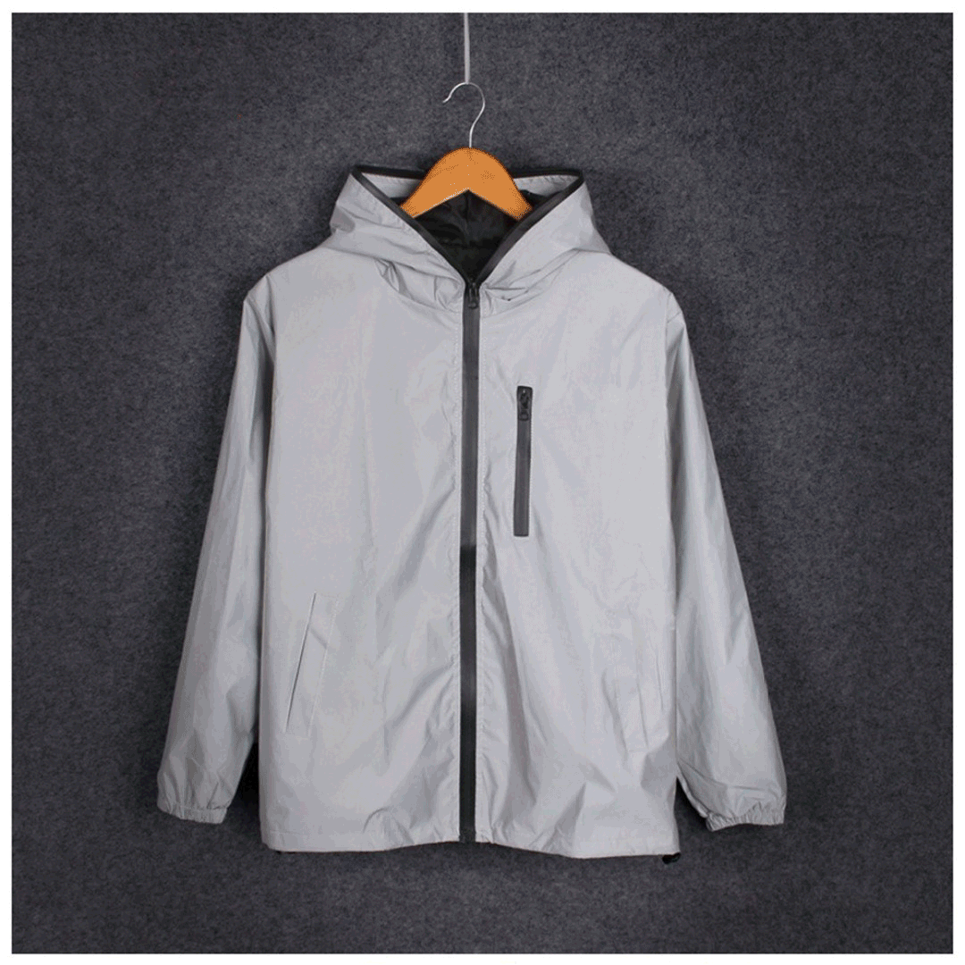 Windbreaker Jakke - Reflekterende - Grå/Sølv