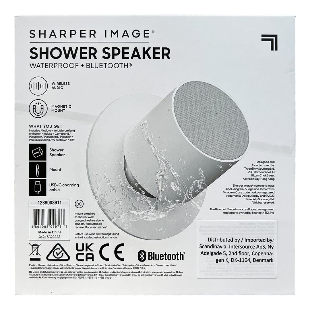 Sharper Image - Vandtæt Badehøjtaler Med Bluetooth Og Magnetisk Montering