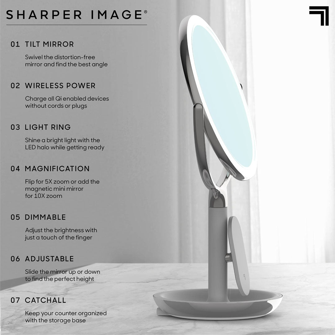 Sharper Image - Makeup Spejl med LED-lys og Trådløs Oplader - billede 7