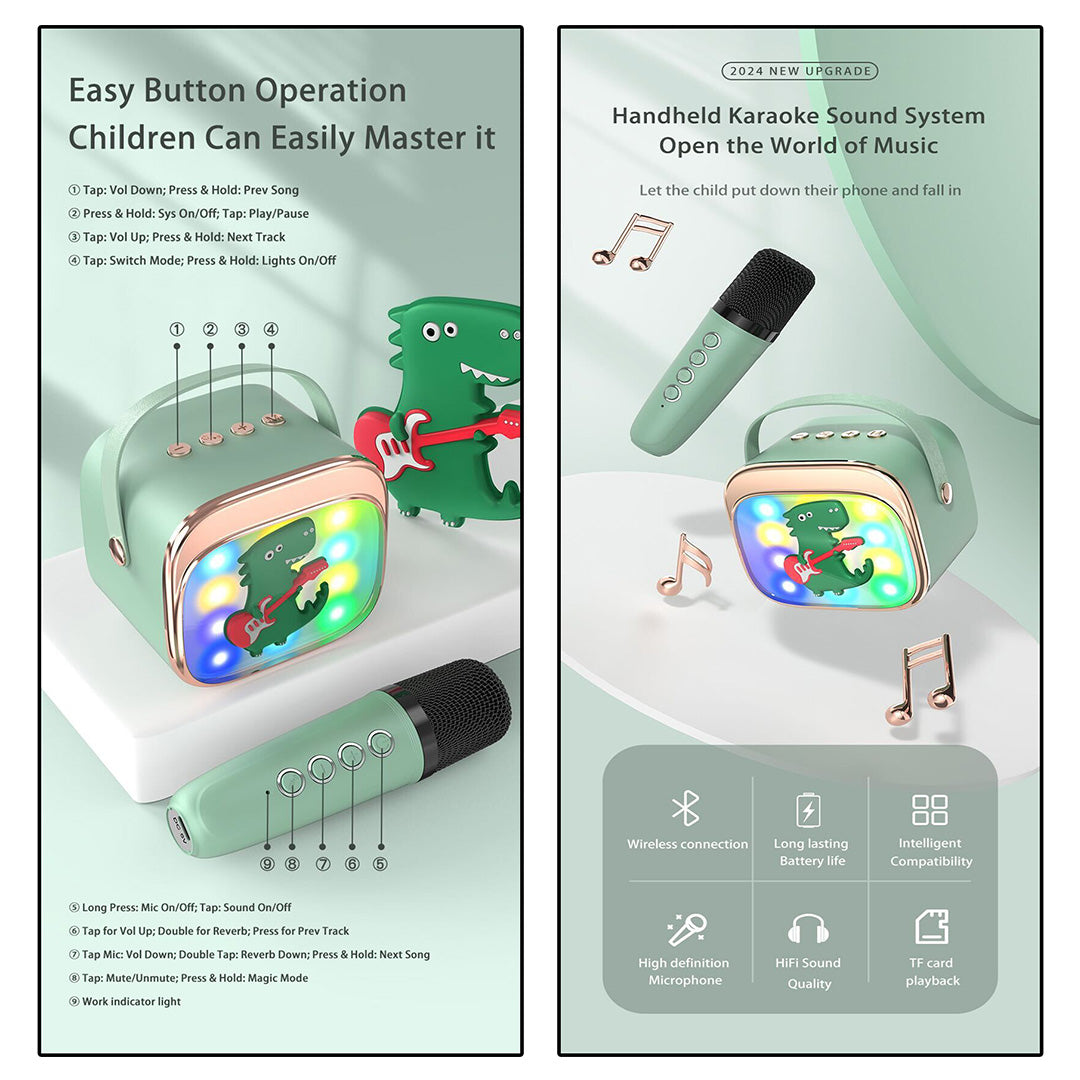 Trådløs Karaoke Højttaler Med 2 Mikrofoner