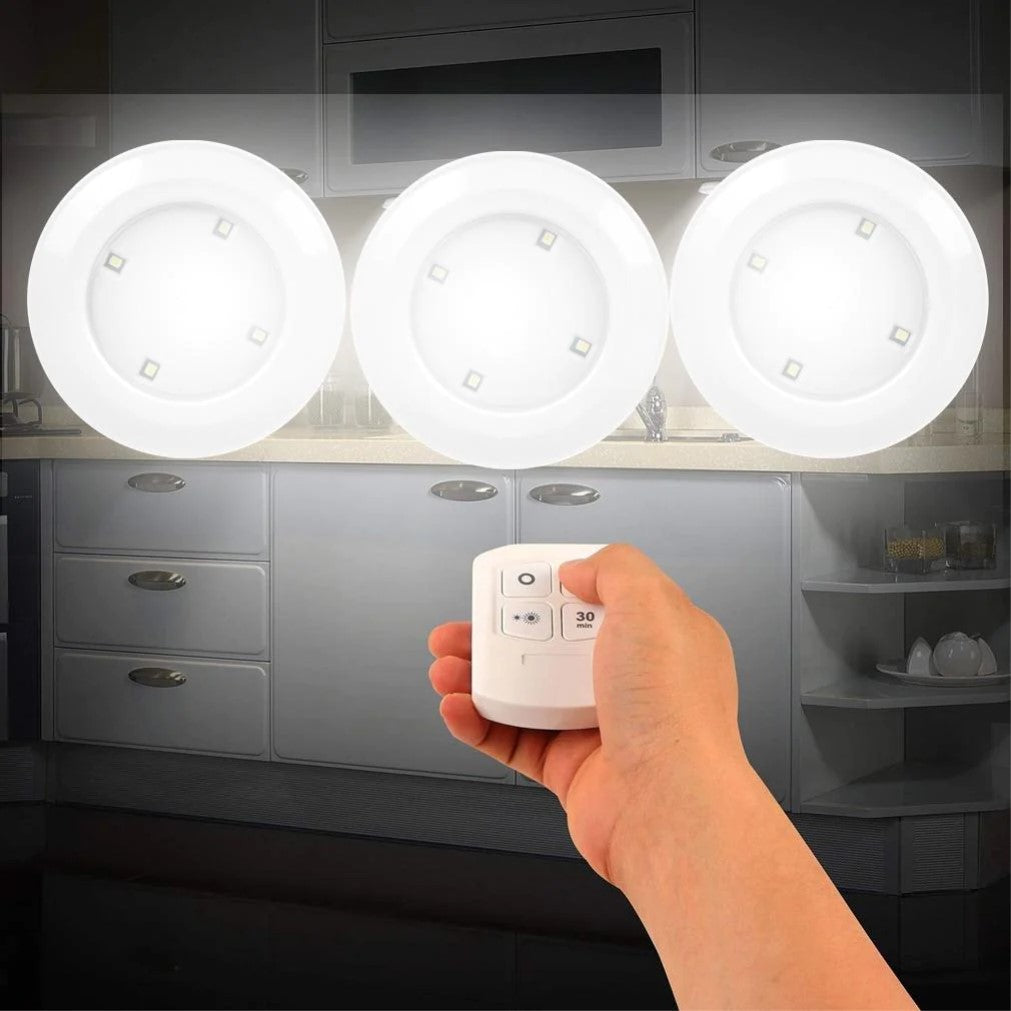 Trådløs LED-Spots med Fjernbetjening - 3 stk