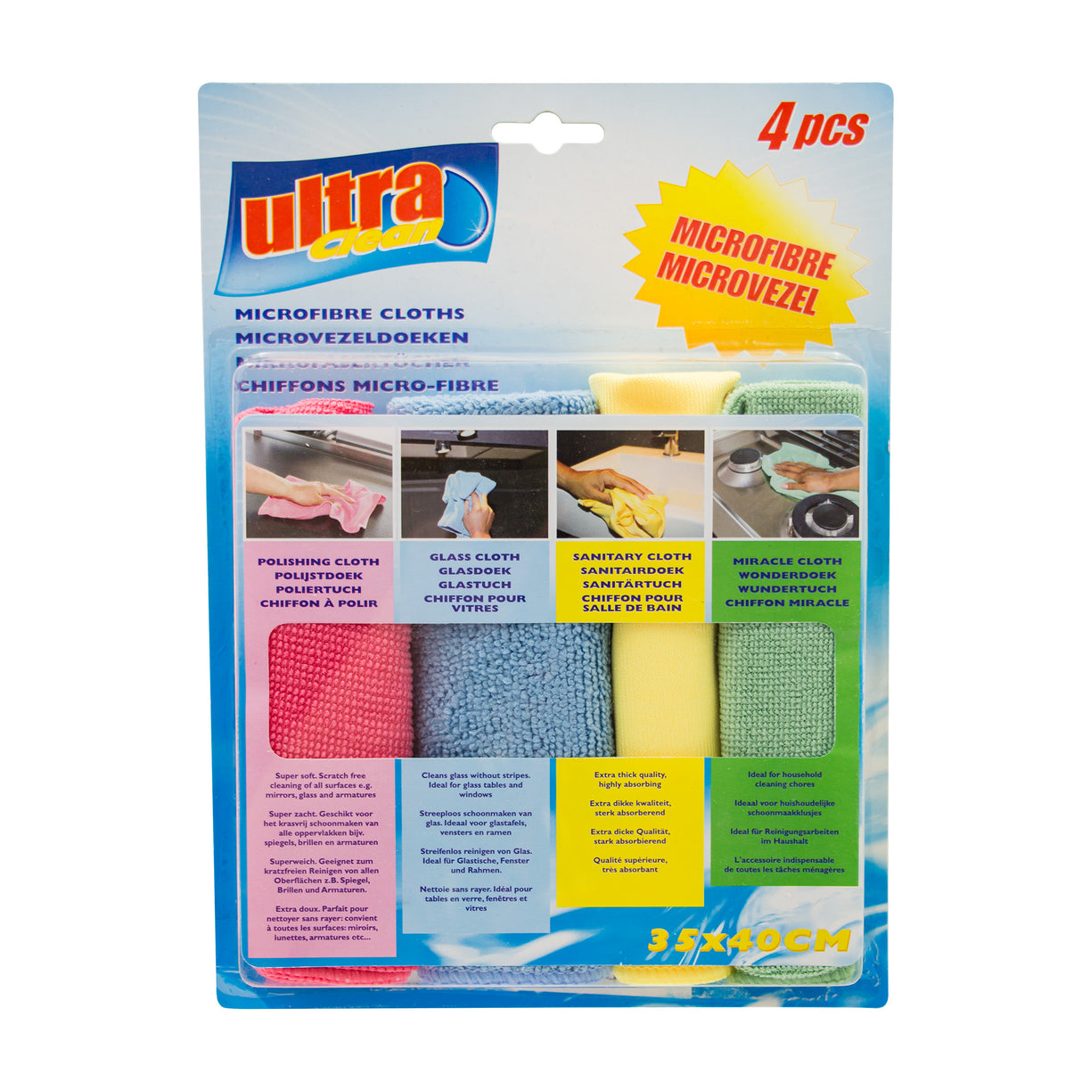 Ultra Clean - 4 Stk Mikrofiberklude Sæt