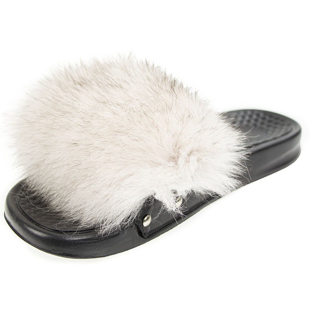 Sandal med pels Konkurspriser.dk lys/sort 36