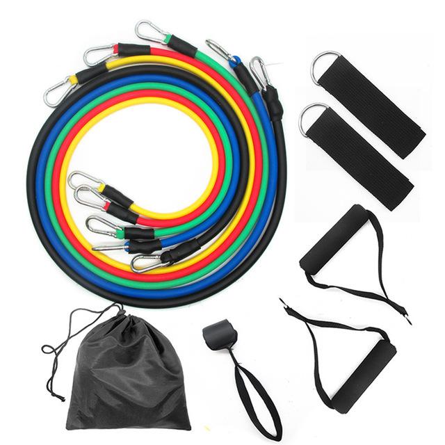 Hjemmetrænings sæt -resistance bands-11 dele Konkurspriser.dk