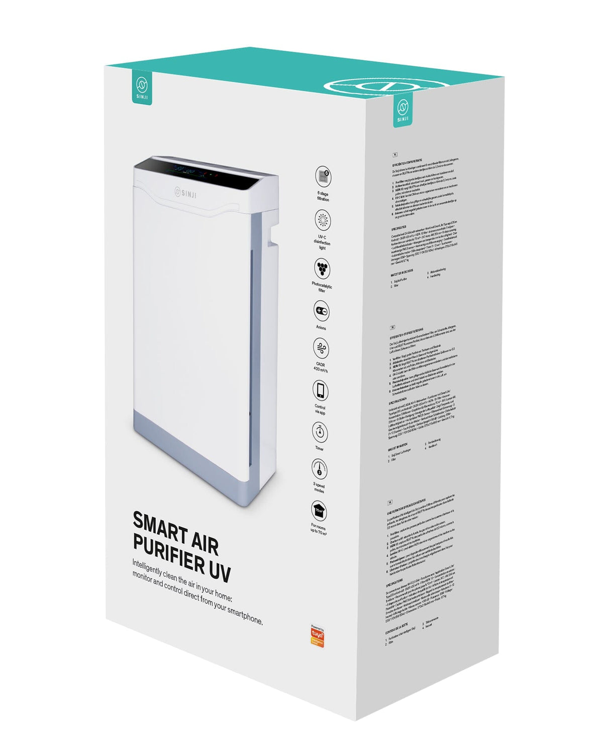 Sinji - Luftrenser - Smart Air Purifier med Wifi Elektronik Konkurspriser - Billede 2