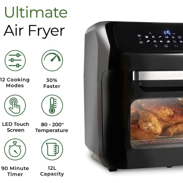 Air Fryer - Ovn 1800W & 12L - Digital Display & Timer