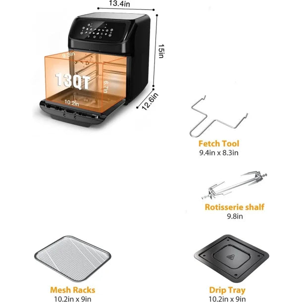 Air Fryer - Ovn 1800W & 12L - Digital Display & Timer