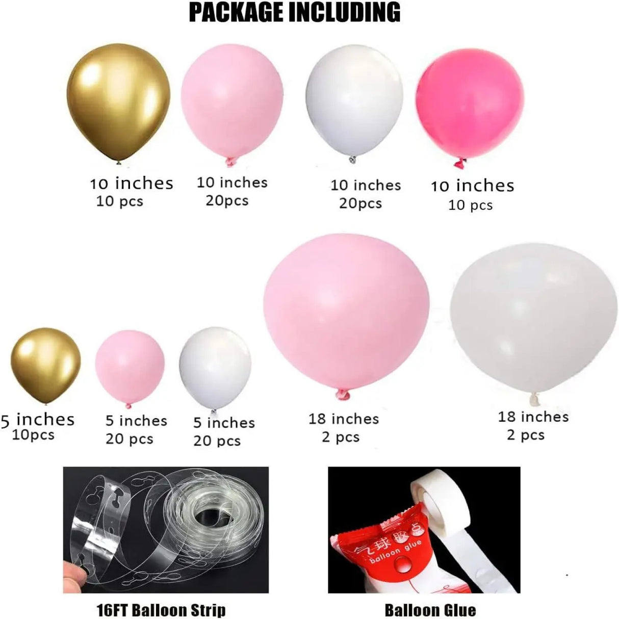 Lux Ballonbue DIY 24 - 116 dele - Pink/Guld