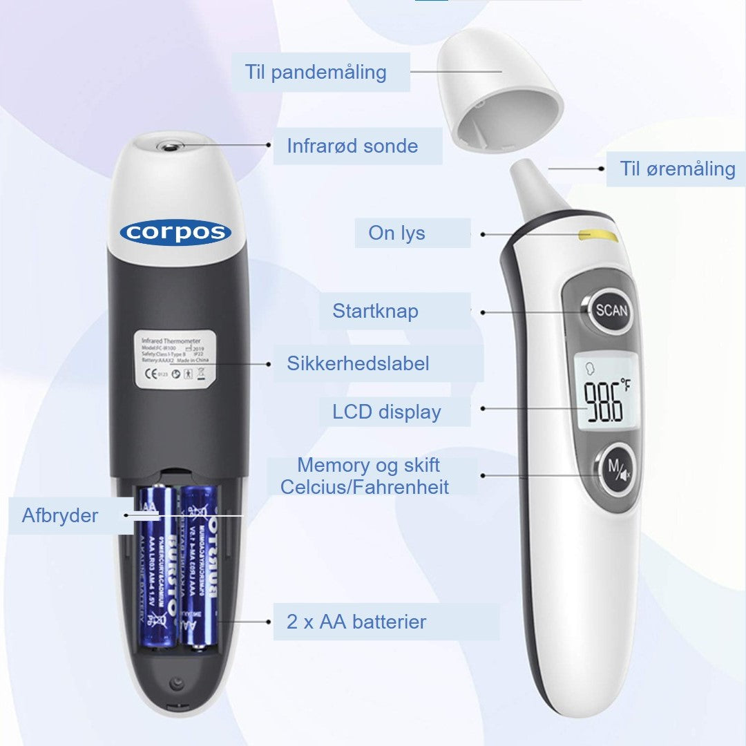 Corpos - Infrarødt Pande- & Øretermometer