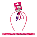 Hello Kitty - Hårbøjle + 3 Hårelastikker - Stribet eller Ternet