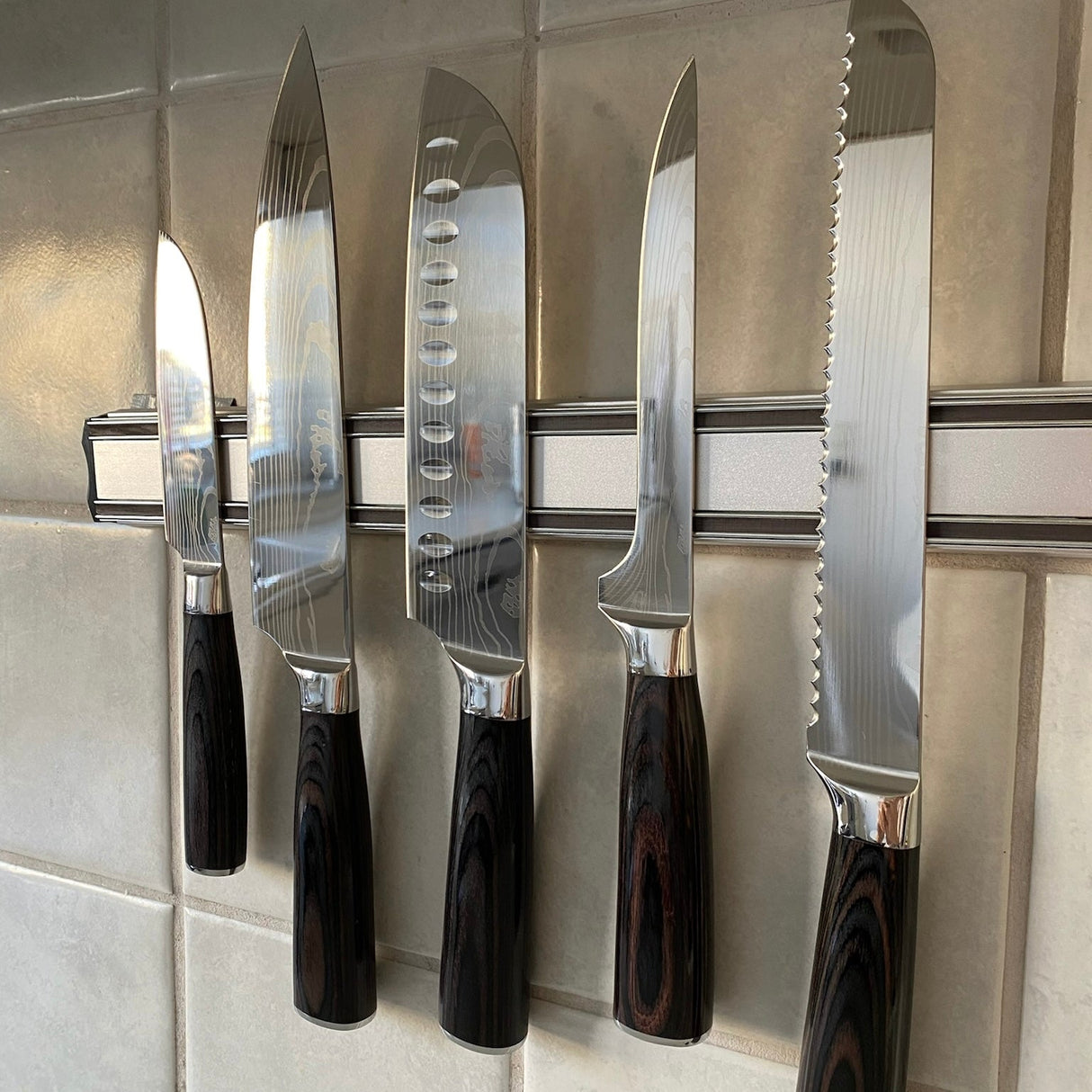 Damaskus Mønstret Knivsæt - 5 Knive