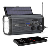 Nødradio PRO - Håndsving, Solceller, Lygte, SOS, AM-FM & Powerbank - kan bruges med AAA Batterier