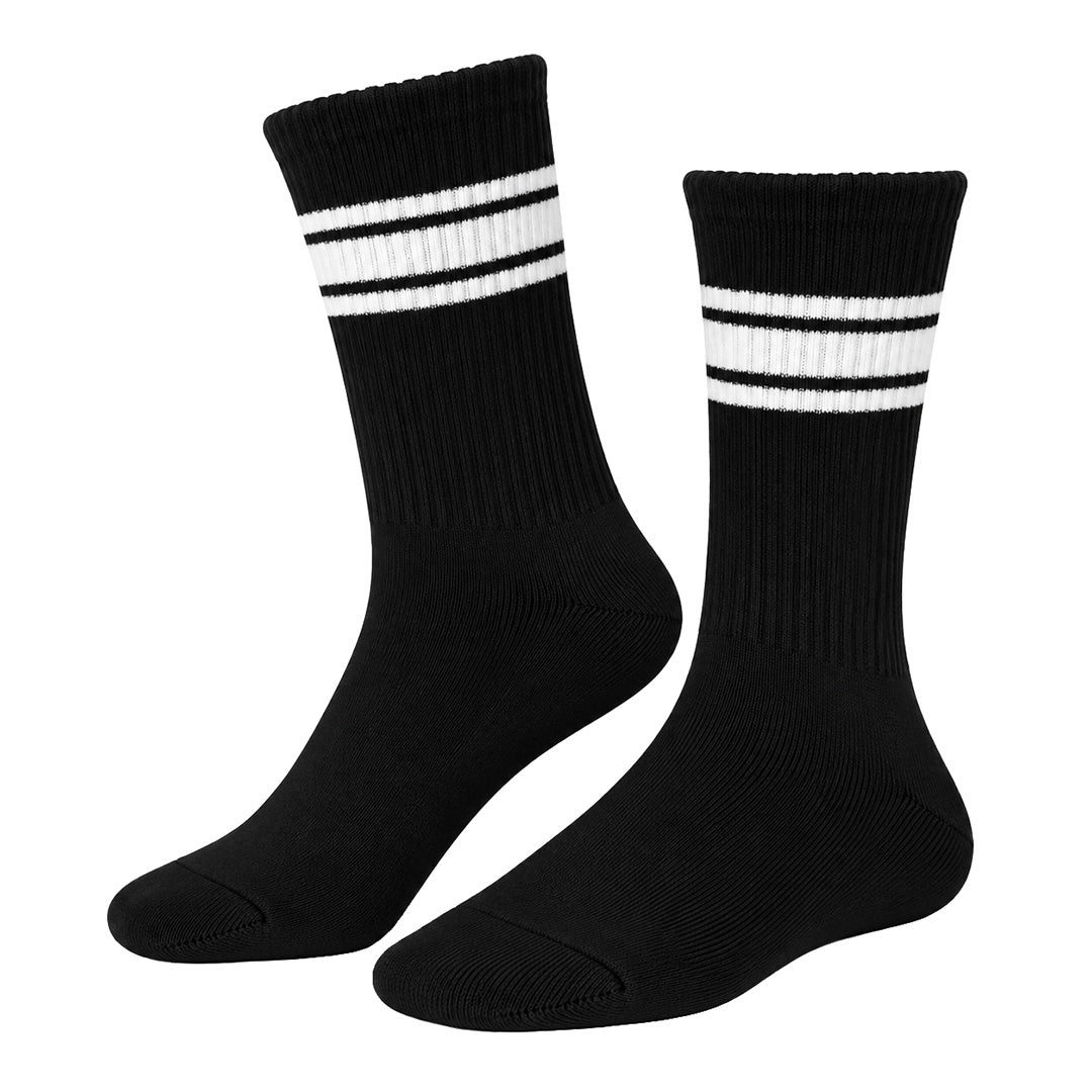 Tennisstrømper - 3 Par Sorte Med Tre Hvide Striber - Billede 1