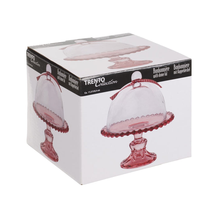 Mini Glas Pedestal Med Perlekant & Klokke - 3 Varianter