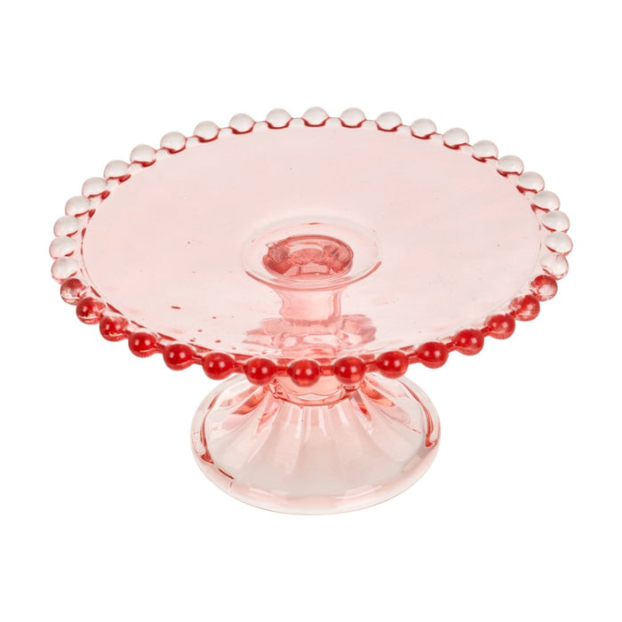 Mini Glas Pedestal Med Perlekant & Klokke - 3 Varianter
