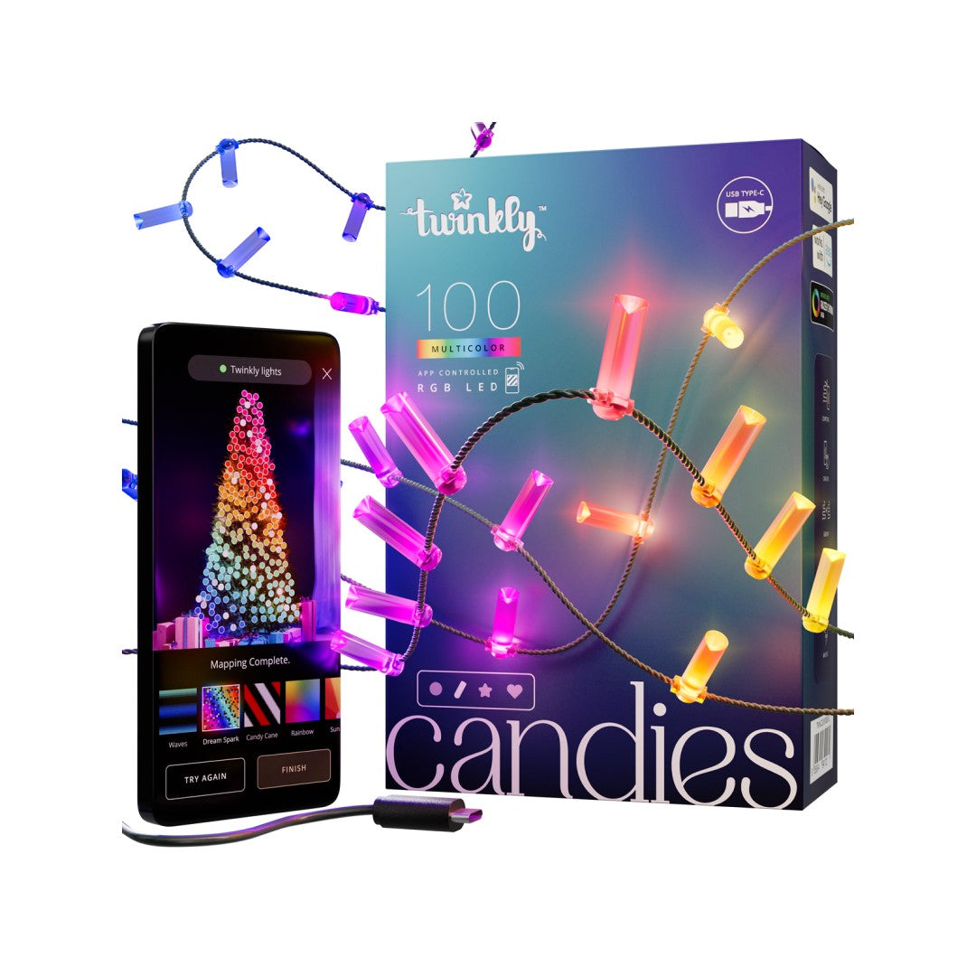 Twinkly Candies - Grøn Lyskæde på 6 Meter med 100 RGB LED Candles - USB-C