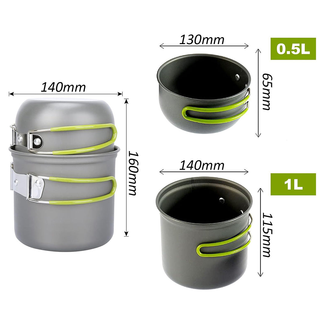 Udendørs Kogesæt Med Træbrænde Komfur - 13 Dele