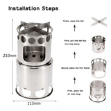 Udendørs Kogesæt Med Træbrænde Komfur - 13 Dele