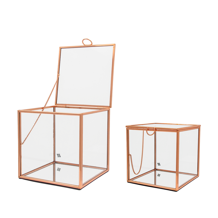 Udstillingsboks - Glas/Kobber - Lille 12x12 cm
