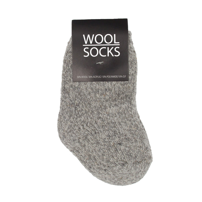 Wool Socks - Uldsokker Bred-model - Grå/Hvid Str. 28-35