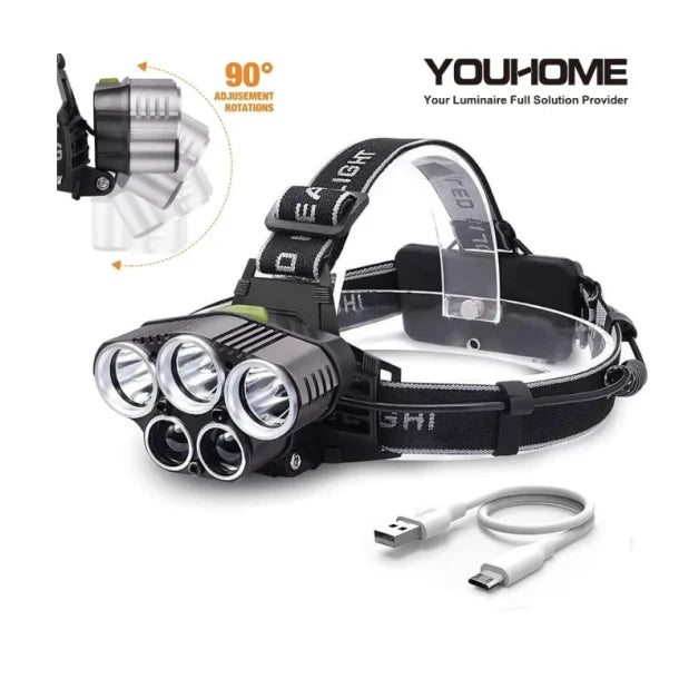 YouHome - LED Pandelampe - Kraftig 10.000 lumen inkl. Genopladelig Batterier