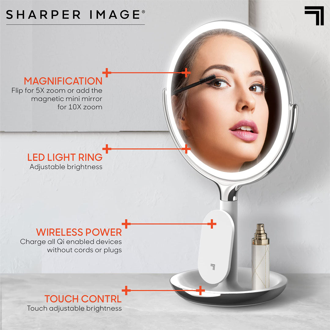 Sharper Image - Makeup Spejl med LED-lys og Trådløs Oplader - billede 5